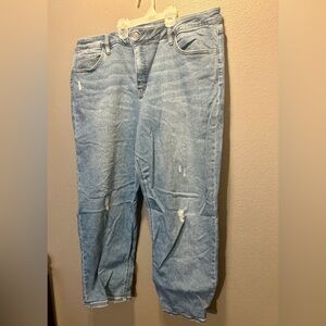 AVA & VIV Jeans 20W Plus Size Light Wash Distressed High Rise Straight Leg Blue